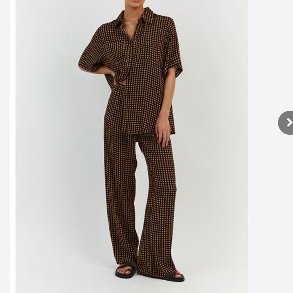 MILA CARAMEL VACATION SHIRT & DRAWSTRING PANTS - SIZE 2